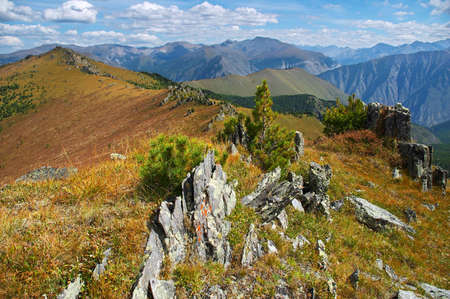 yellow mountains landscape, Altayの写真素材