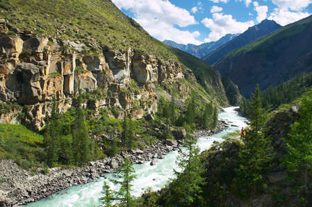 Milk river in the mountains, Altayの写真素材
