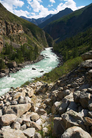 Milk river in the mountains, Altayの写真素材