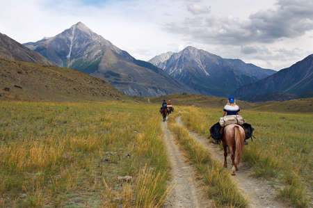 women on horseback. Altayの写真素材