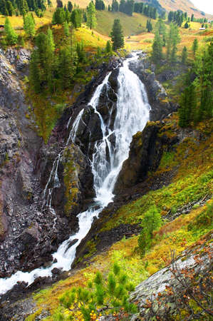 big waterfall, Altayの写真素材