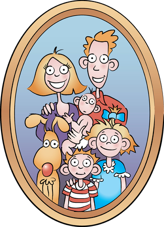 Cartoon Family Portraitのイラスト素材