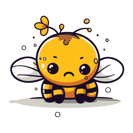 cute bee cartoon character vector illustration design. cute bee emoticonのイラスト素材