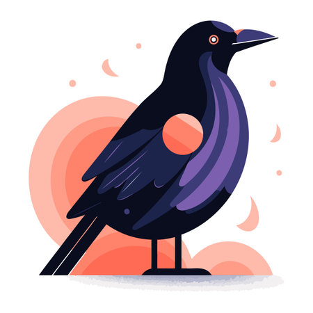Crow. Vector illustration in a flat style on a white background.のイラスト素材