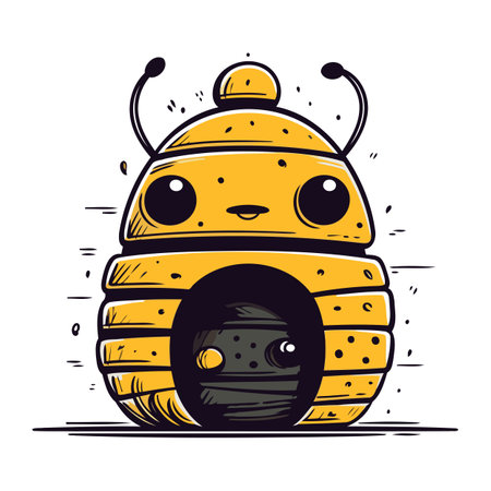 Cute cartoon bee. Vector illustration isolated on a white background.のイラスト素材
