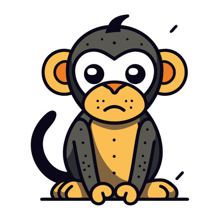 Cute monkey cartoon vector illustration. Funny monkey character. Cartoon monkey.のイラスト素材