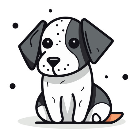 Cute dog sitting. Vector illustration in doodle style.のイラスト素材
