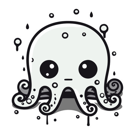 Cute octopus. Vector illustration. Isolated on white background.のイラスト素材