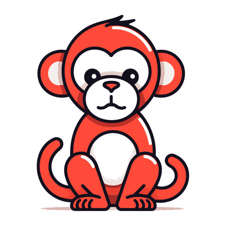 Cute cartoon monkey isolated on white background. Vector illustration in doodle style.のイラスト素材