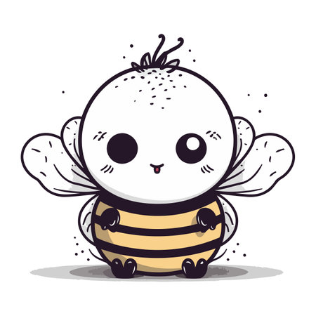 cute bee cartoon vector illustration graphic design doodle hand drawnのイラスト素材