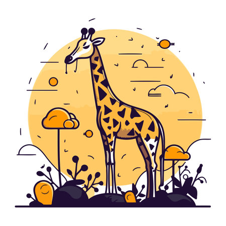 Giraffe. Vector illustration in flat style on the theme of nature.のイラスト素材