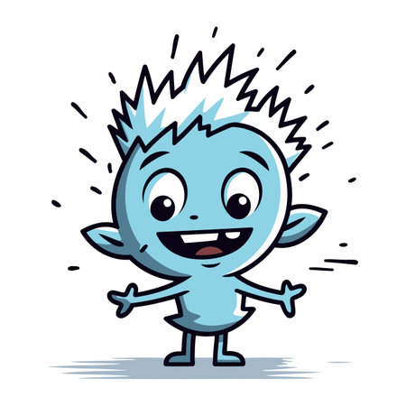 Cute blue monster cartoon. Vector illustration isolated on white background.のイラスト素材