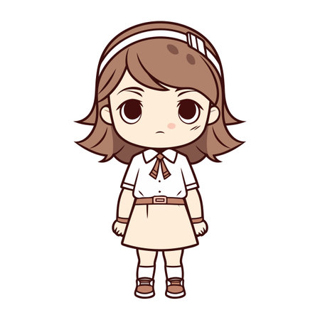 Cute little girl in school uniform. Vector illustration for your designのイラスト素材