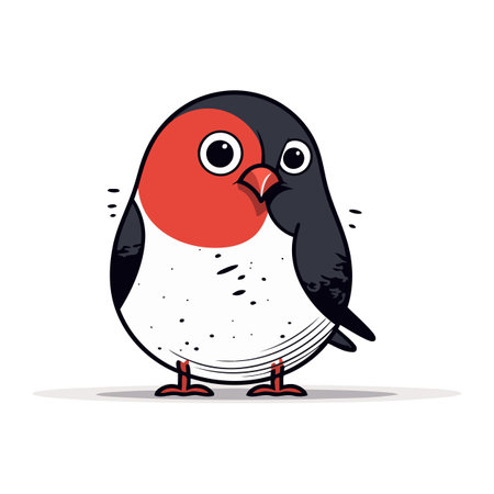 Bullfinch isolated on white background. Cute cartoon bird. Vector illustration.のイラスト素材