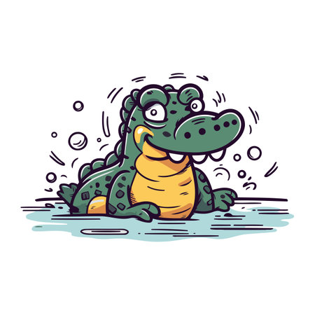 Cartoon crocodile. Vector illustration of a crocodile on a white background.のイラスト素材