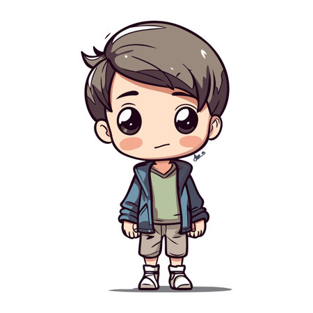 Cute little boy wearing casual clothes. Vector cartoon character illustration.のイラスト素材