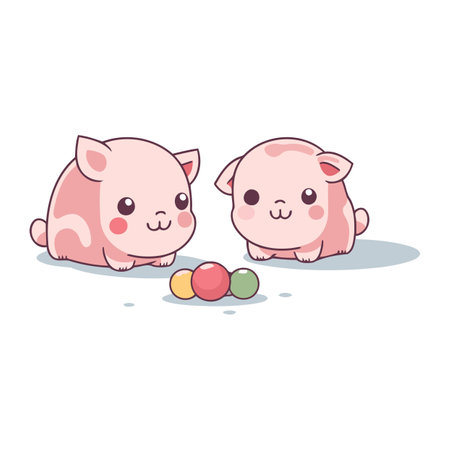 Cute piggy and easter eggs. Vector illustration in cartoon style.のイラスト素材
