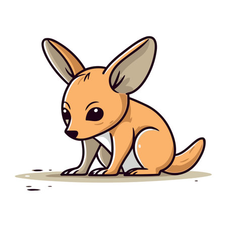 Cute kangaroo isolated on white background. Vector illustration.のイラスト素材