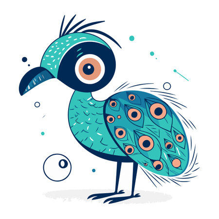 Cute cartoon peacock isolated on white background. Vector illustration.のイラスト素材