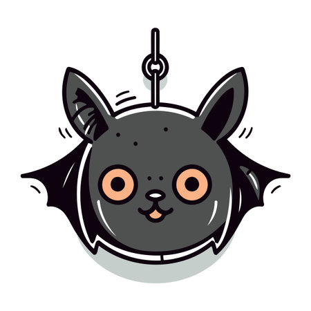 Cute cartoon bat. Vector illustration isolated on a white background.