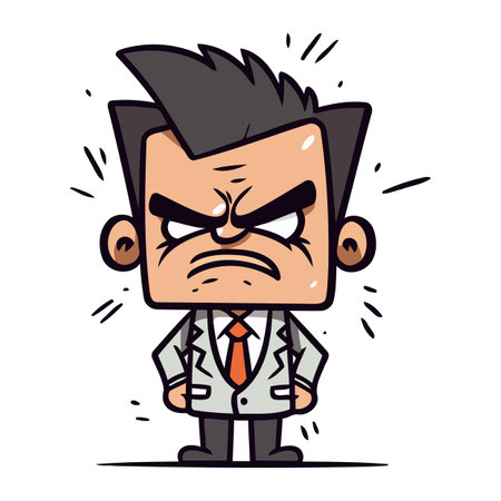 Angry businessman cartoon character vector illustration. Businessman cartoon concept.のイラスト素材