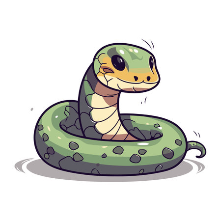 Green snake isolated on a white background. Vector illustration. Eps 10のイラスト素材