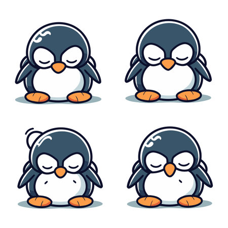 Cute penguin cartoon character. Vector illustration of cute penguin.のイラスト素材