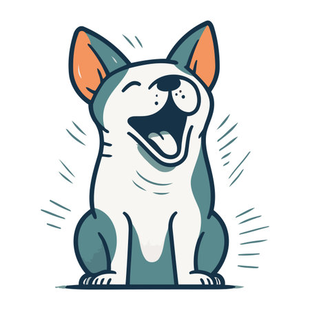 Funny cartoon dog. Vector illustration. Can be used for t shirt print. poster. greeting card.のイラスト素材
