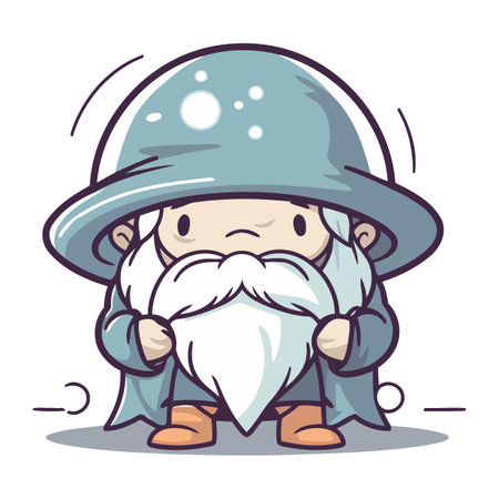 Garden gnome with mustache and hat. Cartoon vector illustration.のイラスト素材