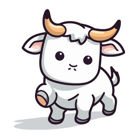 Cute Bull Cartoon Character Illustration Isolated on White Background.のイラスト素材
