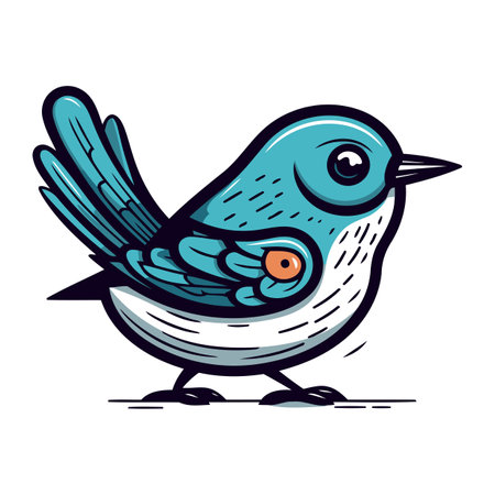 Vector illustration of a blue bird. isolated on a white background.のイラスト素材