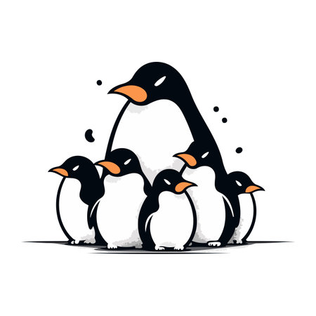 Cute penguins. Vector illustration of a group of penguins.のイラスト素材