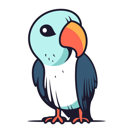 Cute parrot cartoon vector illustration isolated on a white background.