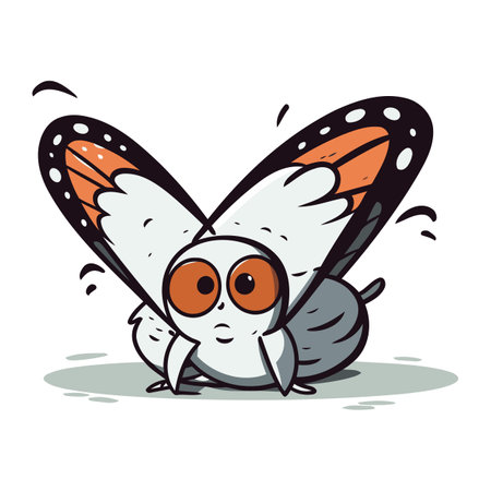 Butterfly cartoon vector illustration on white background. Cute insect character.のイラスト素材