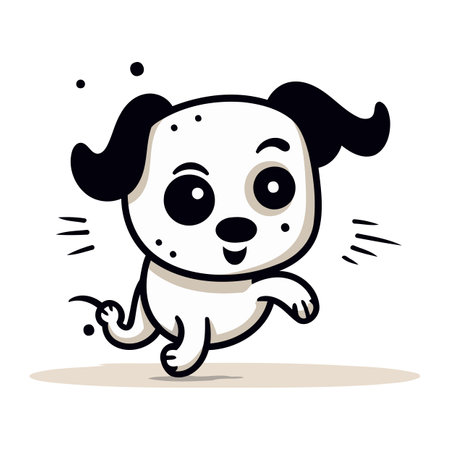Cute dog running and smiling. Vector illustration in cartoon style.のイラスト素材