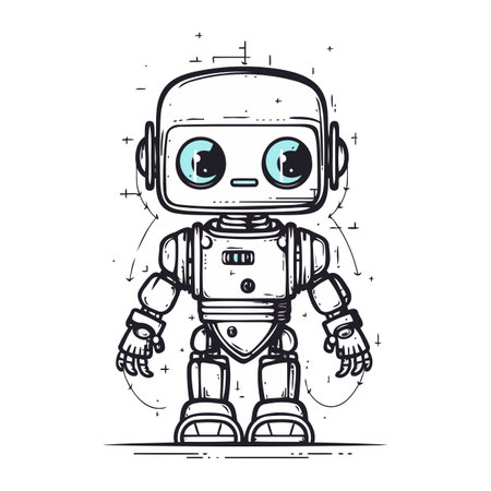 Cute cartoon robot. Vector illustration isolated on a white background.のイラスト素材