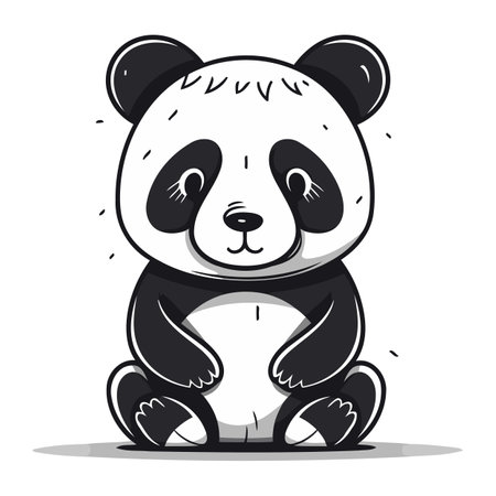 Cute panda sitting on white background. Vector illustration in cartoon style.のイラスト素材