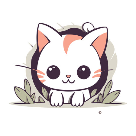 Cute cat vector illustration. Cute cartoon kitty character.のイラスト素材