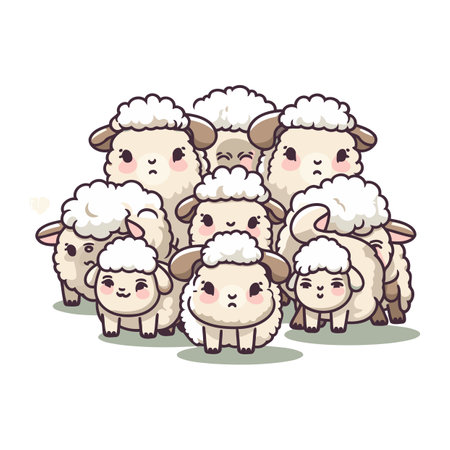 Sheep family. Cute cartoon sheeps. Vector illustration.のイラスト素材
