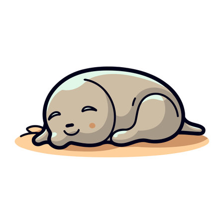 Sleeping seal. Vector illustration of a cute baby seal.のイラスト素材
