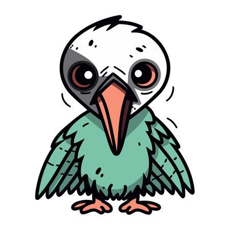 Cute cartoon crow. Vector illustration isolated on a white background.のイラスト素材