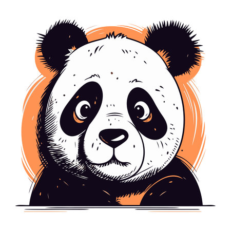 Vector illustration of a cute panda. Hand drawn vector illustration.のイラスト素材