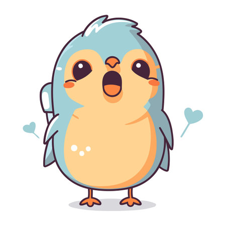 Cute little bird character. Vector illustration in flat cartoon style.のイラスト素材