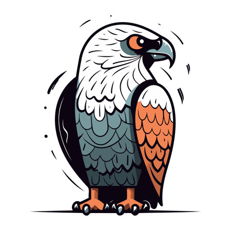 Eagle on a white background. Vector illustration in a flat style.のイラスト素材