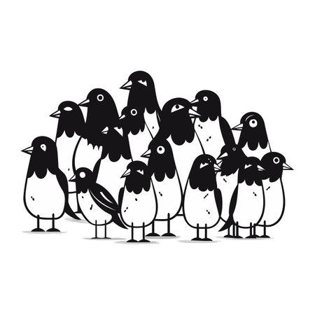 Penguin family isolated on a white background. Vector illustration.のイラスト素材