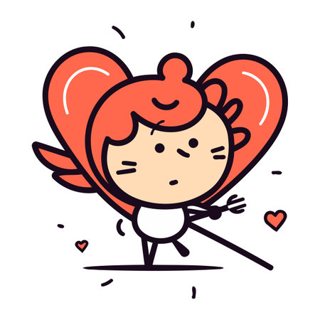 Cute cartoon valentines day cupid. Vector illustrationのイラスト素材