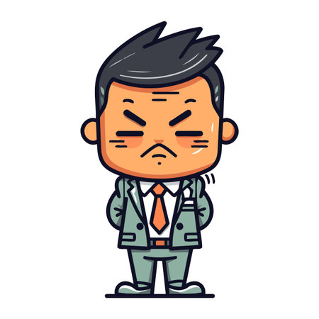 Angry Businessman Cartoon Character Mascot Vector Illustration.のイラスト素材