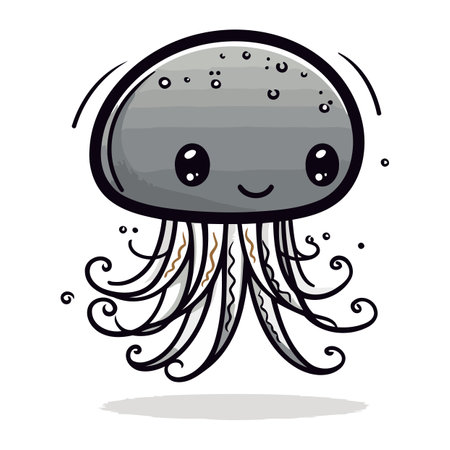 Cute jellyfish cartoon. Vector illustration isolated on white background.のイラスト素材