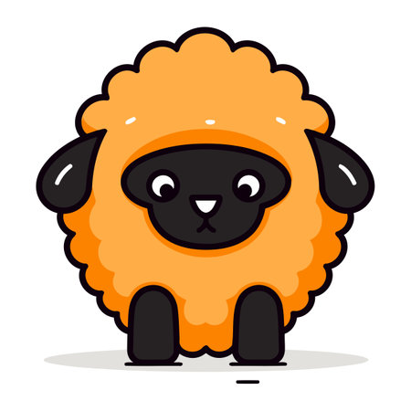 Cute cartoon sheep character. Vector illustration in flat design style.のイラスト素材