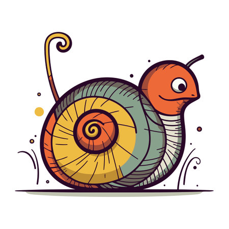 Cartoon snail. Vector illustration. Isolated on white background.のイラスト素材